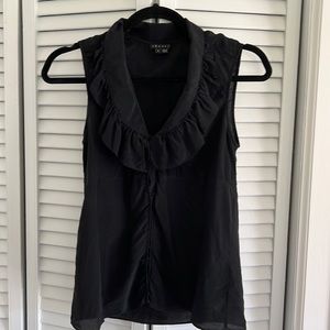 Theory silk sleeves less bib blouse